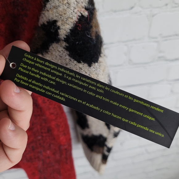 RD STYLE | crewneck windowpane plaid leopard animal print sweater - Picture 9 of 9